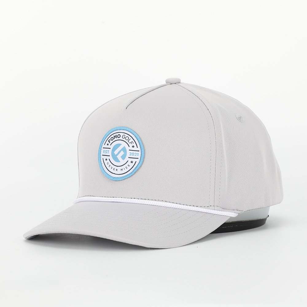 OEM Custom High Quality 5 Panel Solid Color Woven Patch Logo Rope Baseball Cap,Curved Brim Snap Back Dad Hat