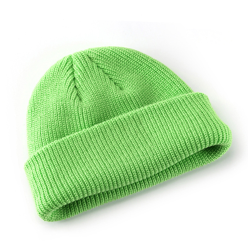 Wholesale Custom Logo Unisex High Quality Plain Blank Dyed Solid Color Winter Hat Cap Acrylic Knitted Cuffed Beanie