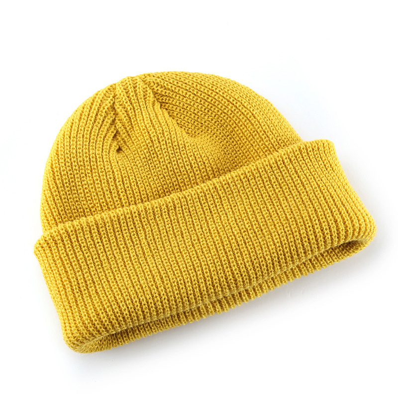 Wholesale Custom Logo Unisex High Quality Plain Blank Dyed Solid Color Winter Hat Cap Acrylic Knitted Cuffed Beanie