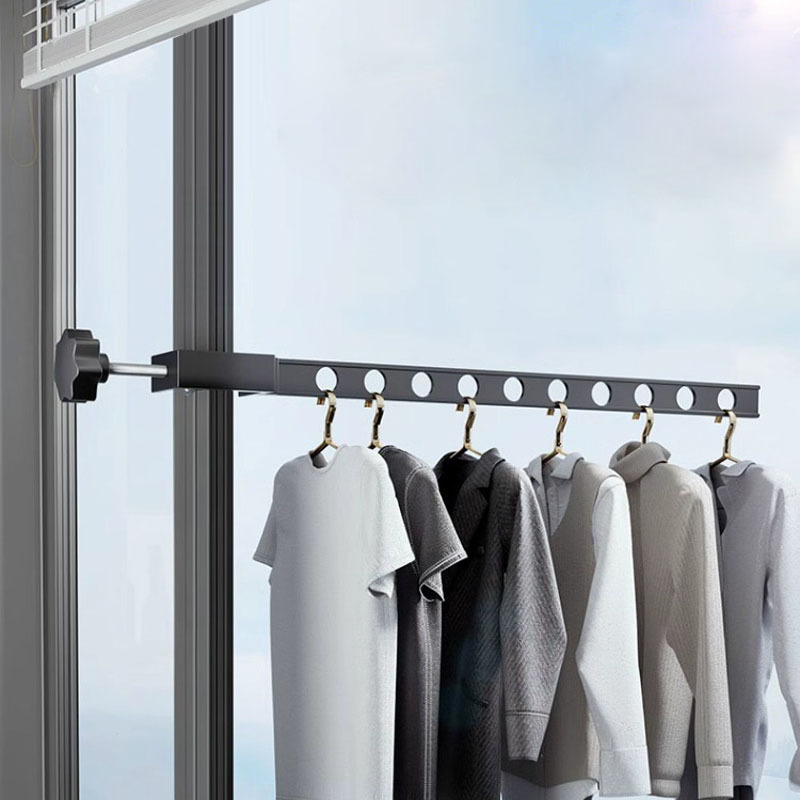 High quality Aluminum Collapsible Drying Rack With Windproof Clips Wall Mounted Folding Laundry Rack Wall Coat Rack Aluminum