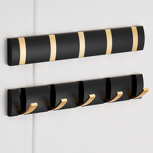 Factory Wholesale Wall Coat Rack Premium Quality black Multipurpose Clothes Hooks Aluminium Alloy Hanger Wall Mounted