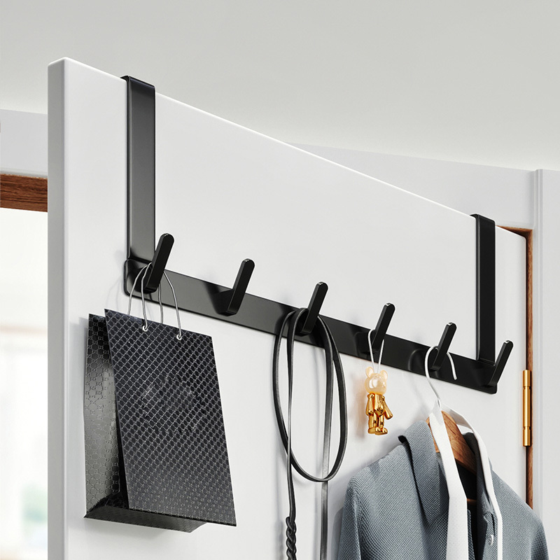 No Drilling Adhesive Robe Coat Hot Selling Wall Mounted Clothes Rack High Quality Aluminum Black Hook Behind The Door