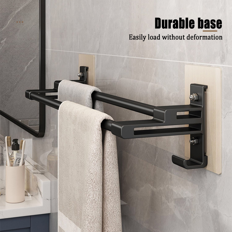 2022 Multi-function Aluminum Towel Organizer Hot sale grey Wall Mounted Towel Rack towel rack for bathroom