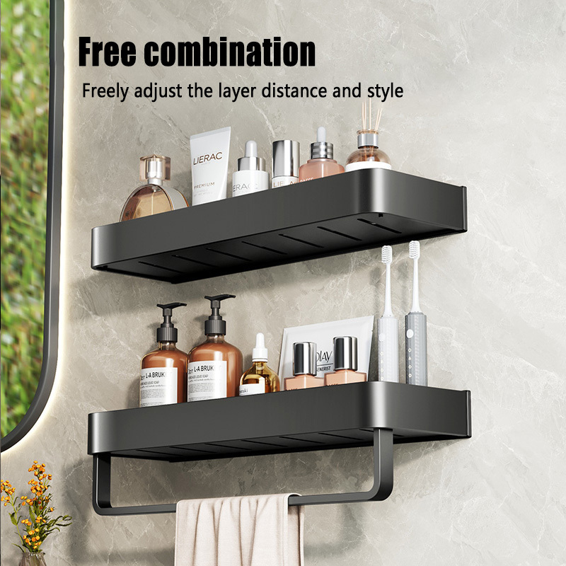 Bathroom white Shelves Wall Mounted No Drilling Adhesive Kitchen Corner Racks Shower Caddy Basket Storage Toilet Shelf