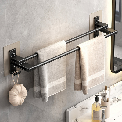 2022 Multi-function Aluminum Towel Organizer Hot sale grey Wall Mounted Towel Rack towel rack for bathroom