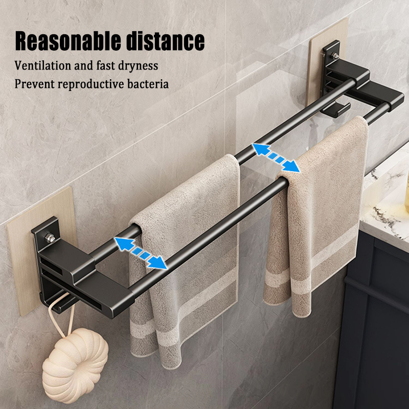 2022 Multi-function Aluminum Towel Organizer Hot sale grey Wall Mounted Towel Rack towel rack for bathroom