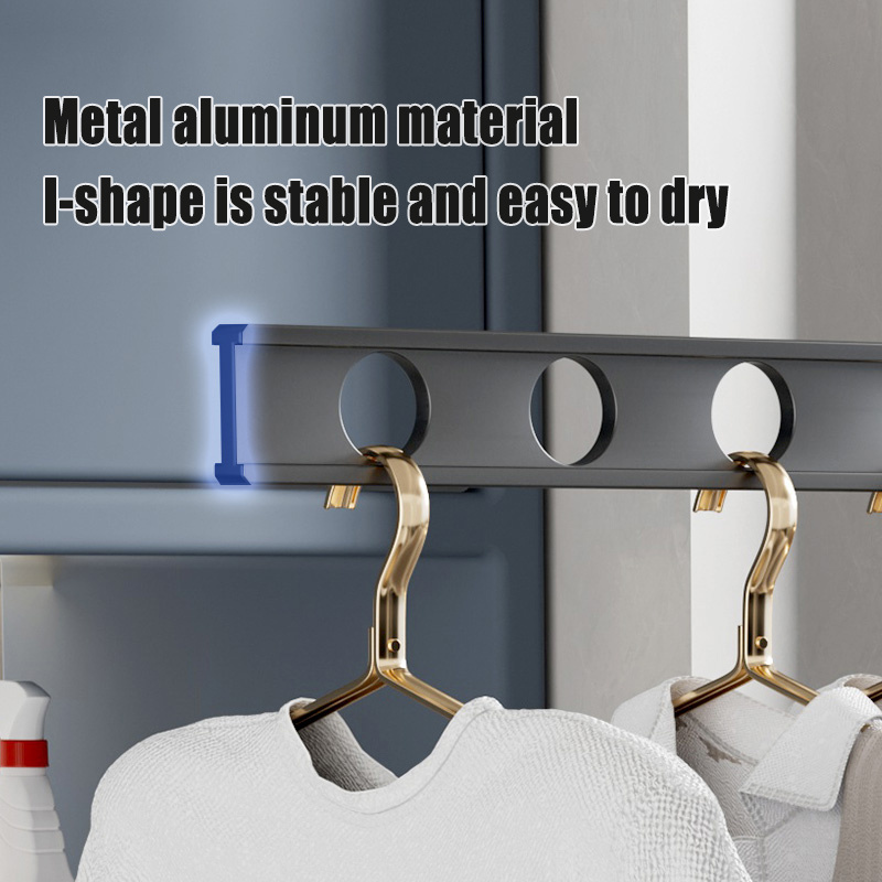 High quality Aluminum Collapsible Drying Rack With Windproof Clips Wall Mounted Folding Laundry Rack Wall Coat Rack Aluminum