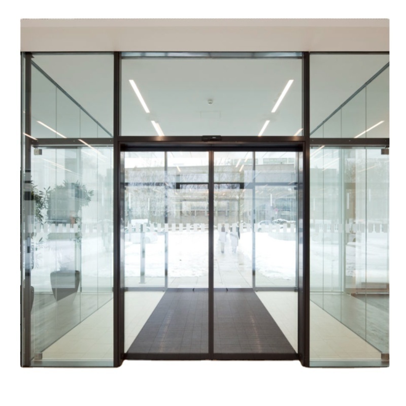 House Shopping Mall Aluminum Cheap Price Soundproof Glass Metal 3 Panel Sliding Glass Door Auto Sliding Door