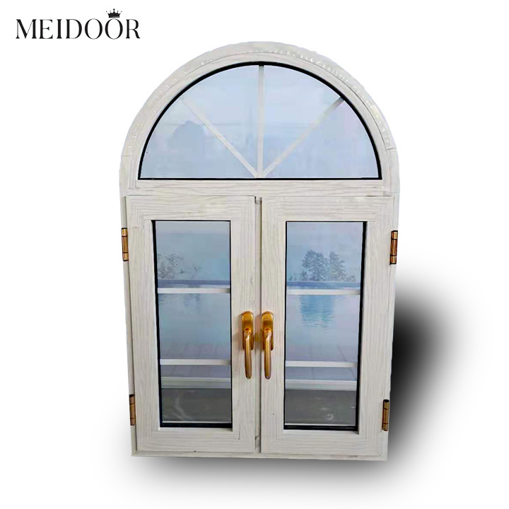 Aluminum Alloy Practical Tempered Double Glazed Windows Blinds Mesh Arch Top Modern Design Fixed Panel Swing Casement Window