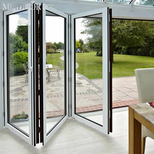 Black Glass Waterproof Modern Design Custom Aluminum Alloy Tempered Tinted Glazed Slide Door Aluminum Folding Door