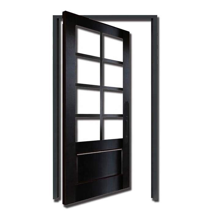 Black Electric Aluminum European Luxury House Automatic Handle Front Folding Shower Glass Door Entry Modern Hing Pivot Door