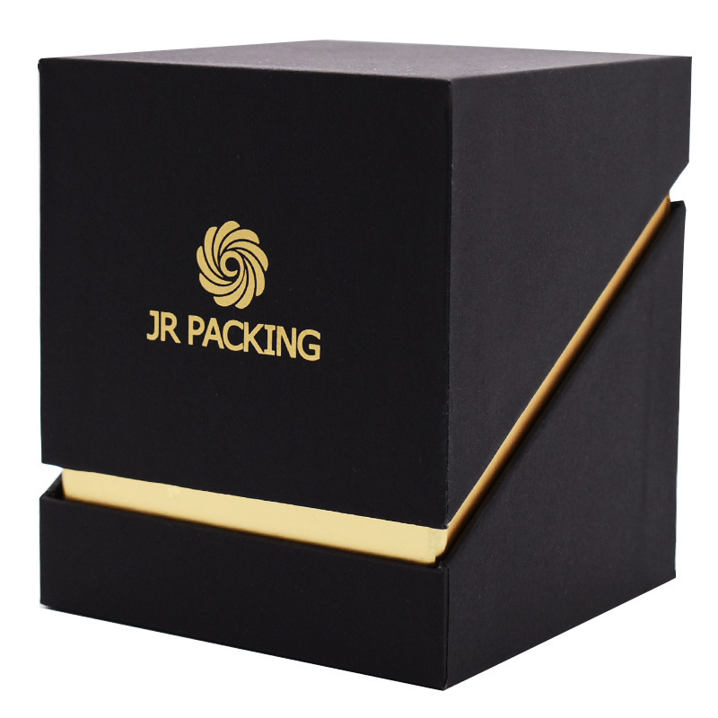 Luxury aromatic glass jar candle packing boxes custom candle packaging black cardboard paper box packaging for candles