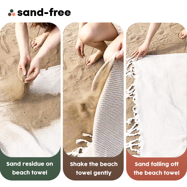 Amazon Best Selling High Quality Turkish Towels Customized 100% Cotton Sand Free Beach Towels Striped Pattern Personalized Beach