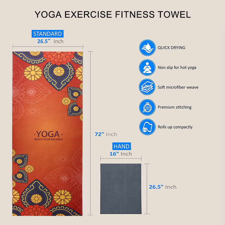 Wholesale custom logo hot anti slip yoga towel eco friendly microfiber non slip yoga mat towel non slip for hot yoga