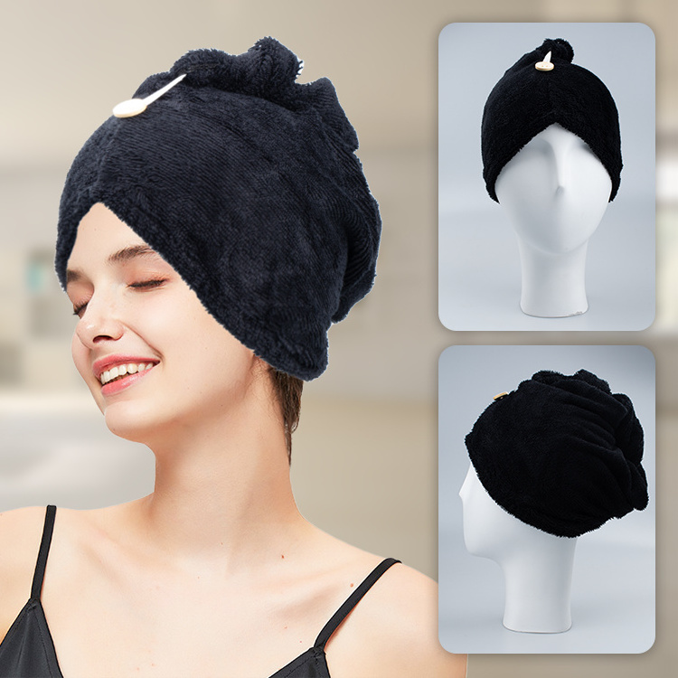 Custom logo bamboo cotton hair quick dry turban towel bamboo hair towel wrap for women