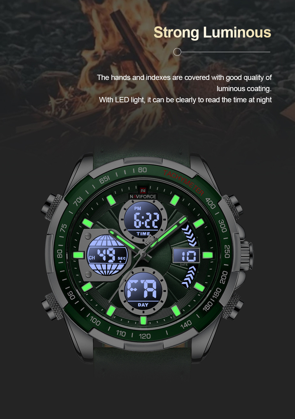 Top sale naviforce watches 9197L japan movement quartz watch sr626sw price LED display relogio masculino digital