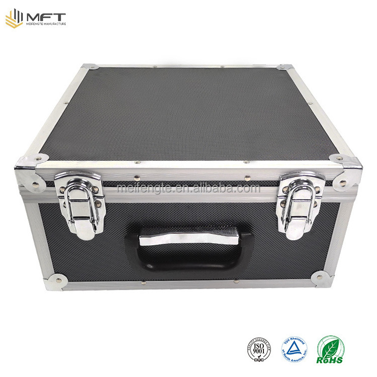 Small Aluminum Carrying Cheap Price Black Panel custom foam insert Right Angle Frame Black Panel  Tool Case with foam