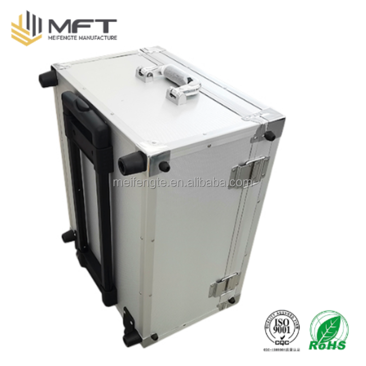 Custom Trolley Type Tool Box Plywood Silver Flight Case Aluminium Case Universal Wheel Case MFT MFC008 Exhibition Used Aluminum