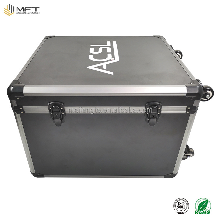 Customized size multipurpose aluminum hand trolley tool case with wheels for audio equipment