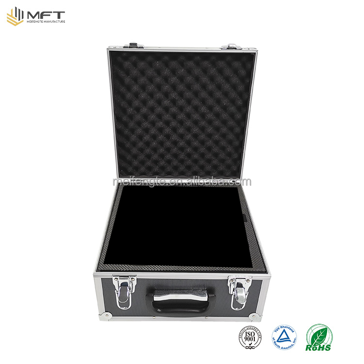 Small Aluminum Carrying Cheap Price Black Panel custom foam insert Right Angle Frame Black Panel  Tool Case with foam