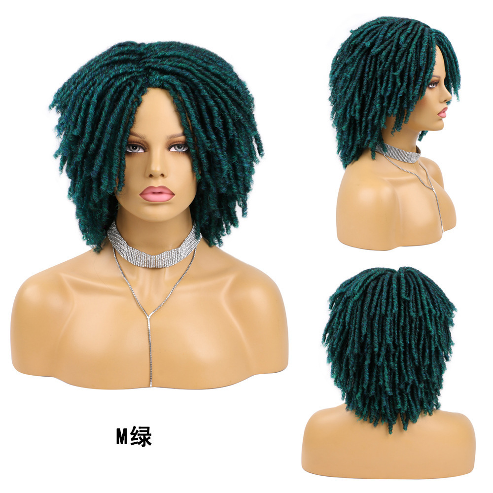 Heat Resistant Breathable Short Dreadlock Wig Afro Curly Twist Wigs Glueless Soft Synthetic Hair Wig  for Black Women and Men