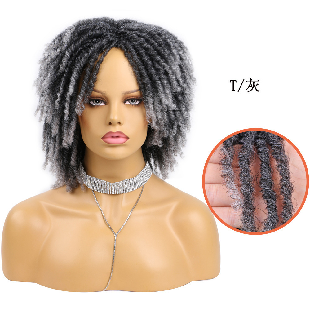 Heat Resistant Breathable Short Dreadlock Wig Afro Curly Twist Wigs Glueless Soft Synthetic Hair Wig  for Black Women and Men