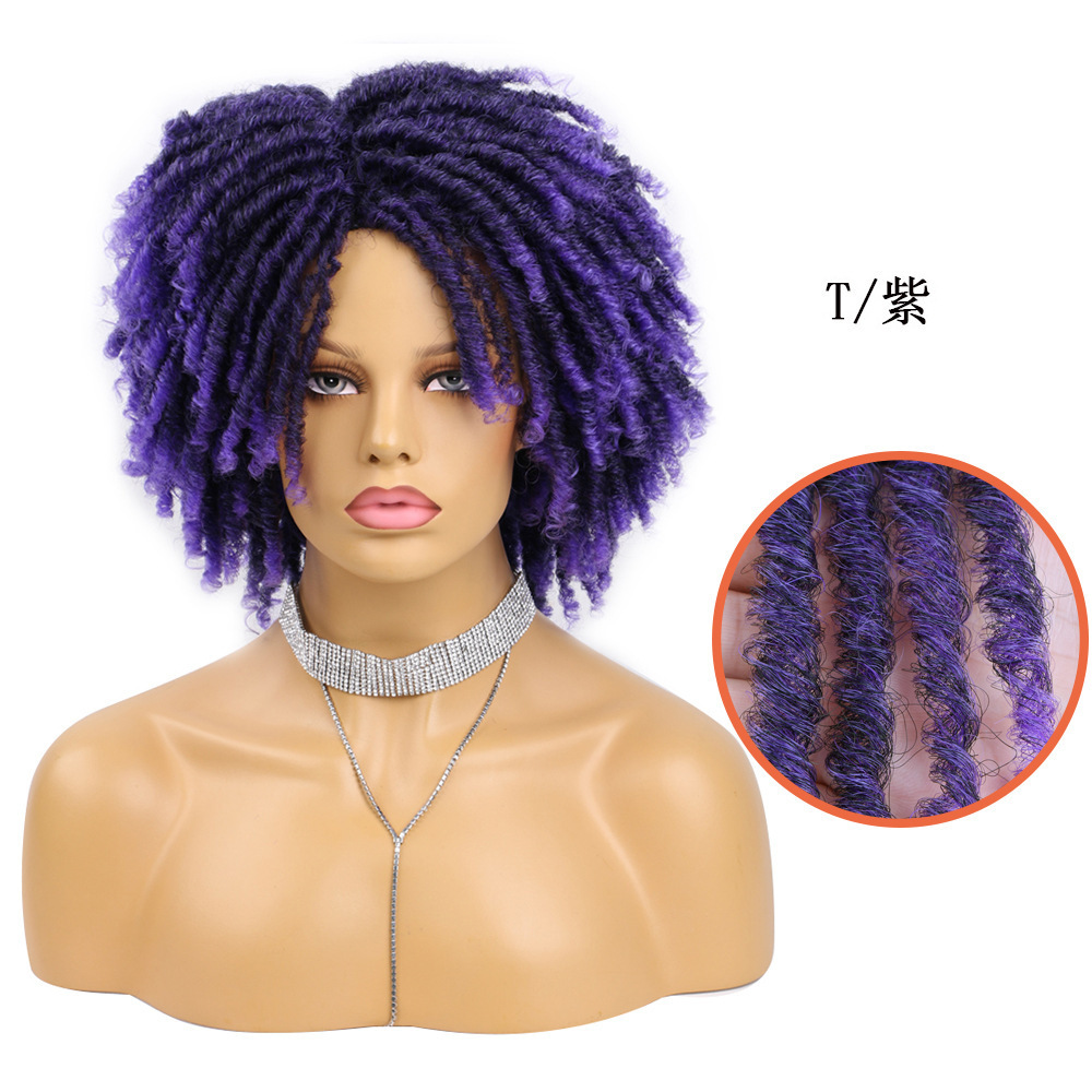 Heat Resistant Breathable Short Dreadlock Wig Afro Curly Twist Wigs Glueless Soft Synthetic Hair Wig  for Black Women and Men