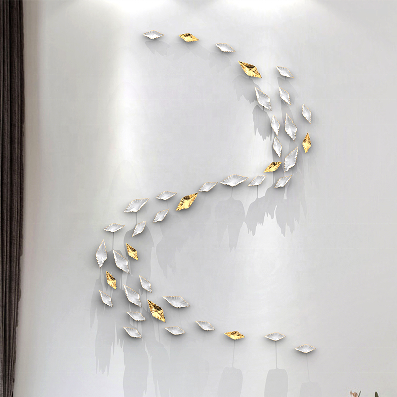 Popular Modern  Living Room Background Wall Golden Leaf Art Decoration For Hotel