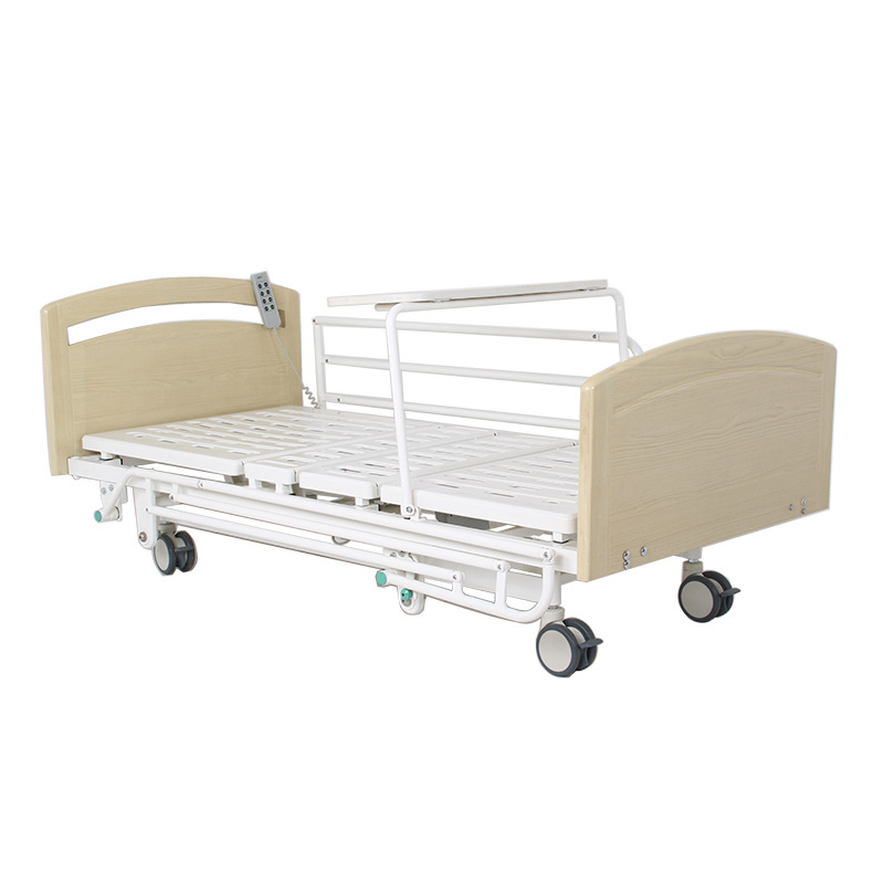 Hospital equipment patient medical bedmetal side wall rail 3 function wooden hospital bed for home