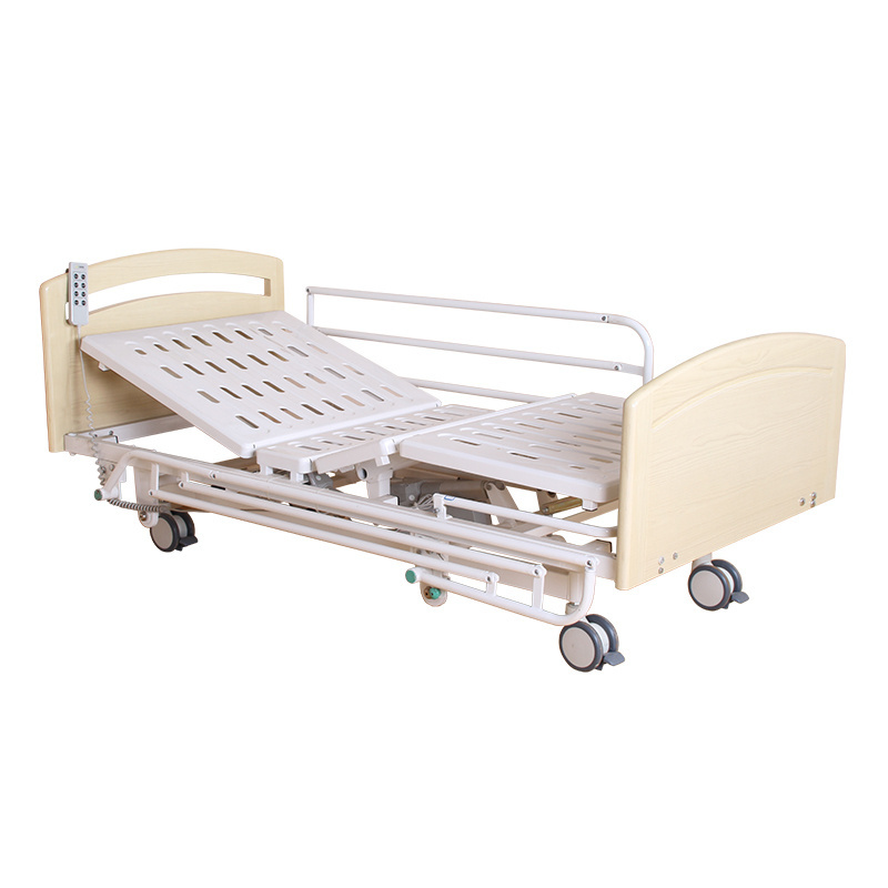 Hospital equipment patient medical bedmetal side wall rail 3 function wooden hospital bed for home