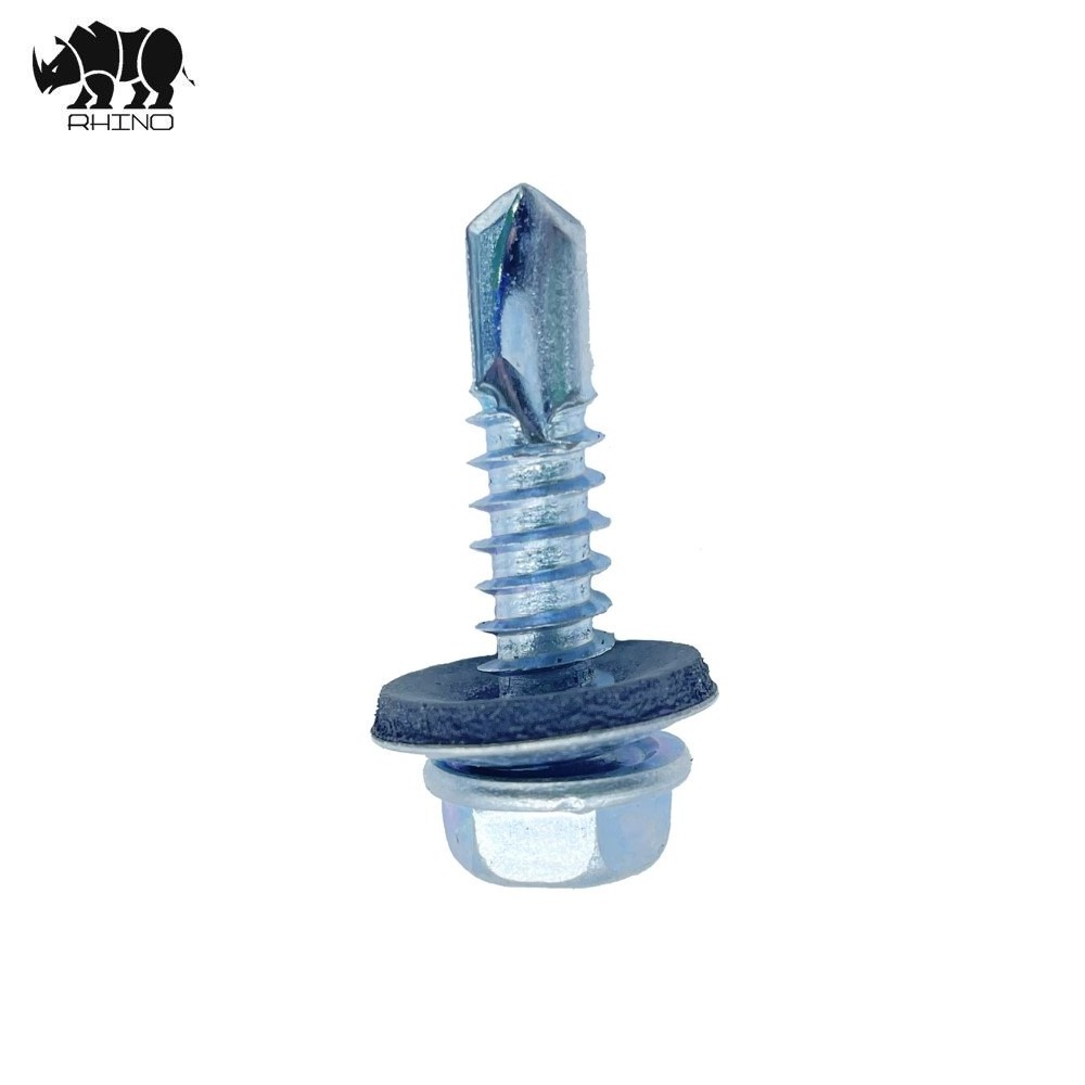 Zinc Plated  Carbon Steel Hex Washer Head Self Drilling Screw With Washer