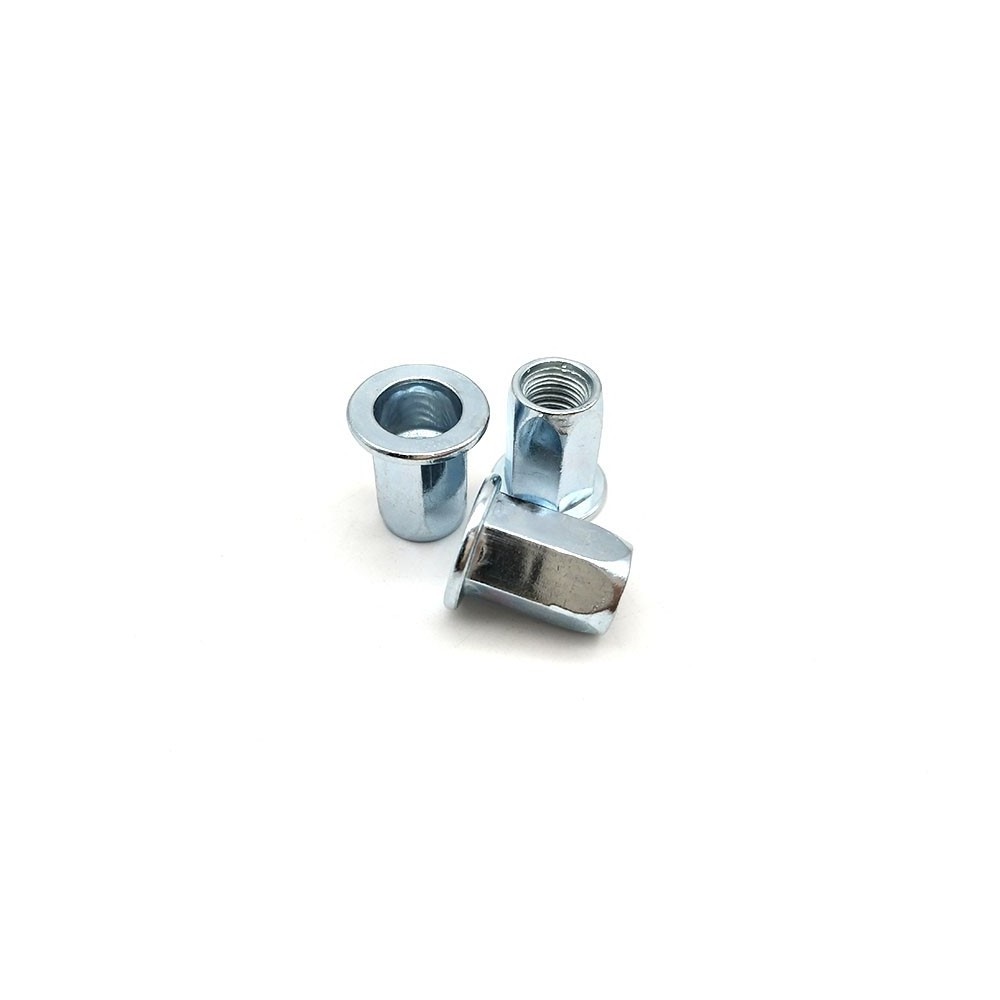 Confirmat nut Carbon steel galvanized Full / Half hex body Flat / Small reduced head Rivet Nut