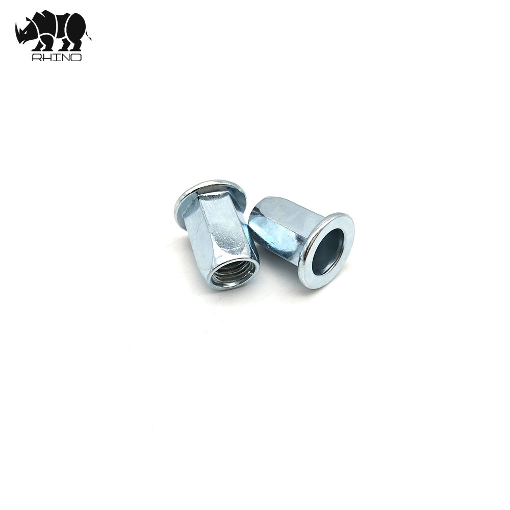 Confirmat nut Carbon steel galvanized Full / Half hex body Flat / Small reduced head Rivet Nut