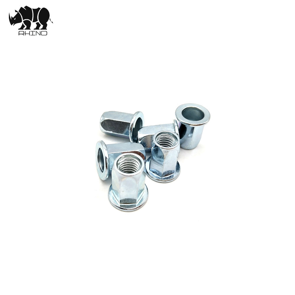 Confirmat nut Carbon steel galvanized Full / Half hex body Flat / Small reduced head Rivet Nut