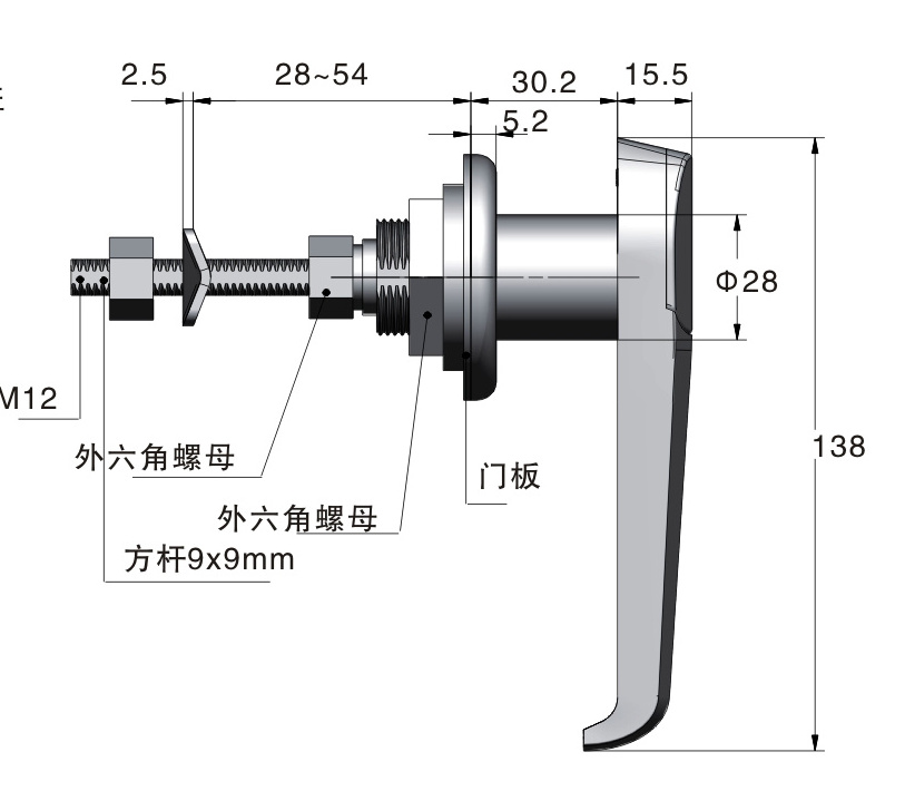 Factory Price Meigu MS317-B-2 zinc alloy base lock industrial metal cabinet door L handle lock garage door lock