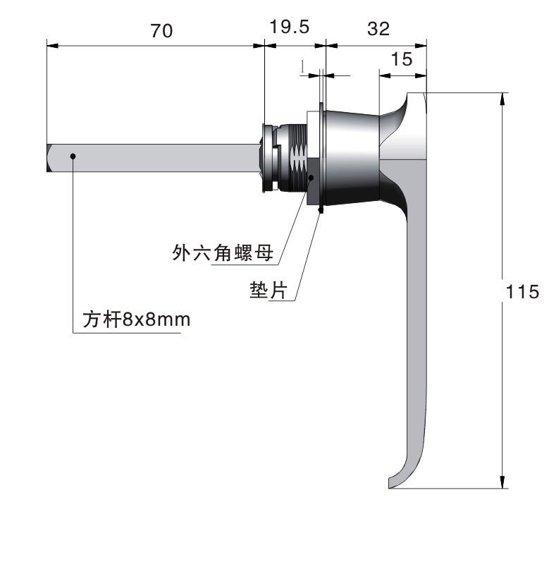 2023 Hot product Meigu Latch MS312-B-1 Industry Cabinet L handle key lock swing door handle lock