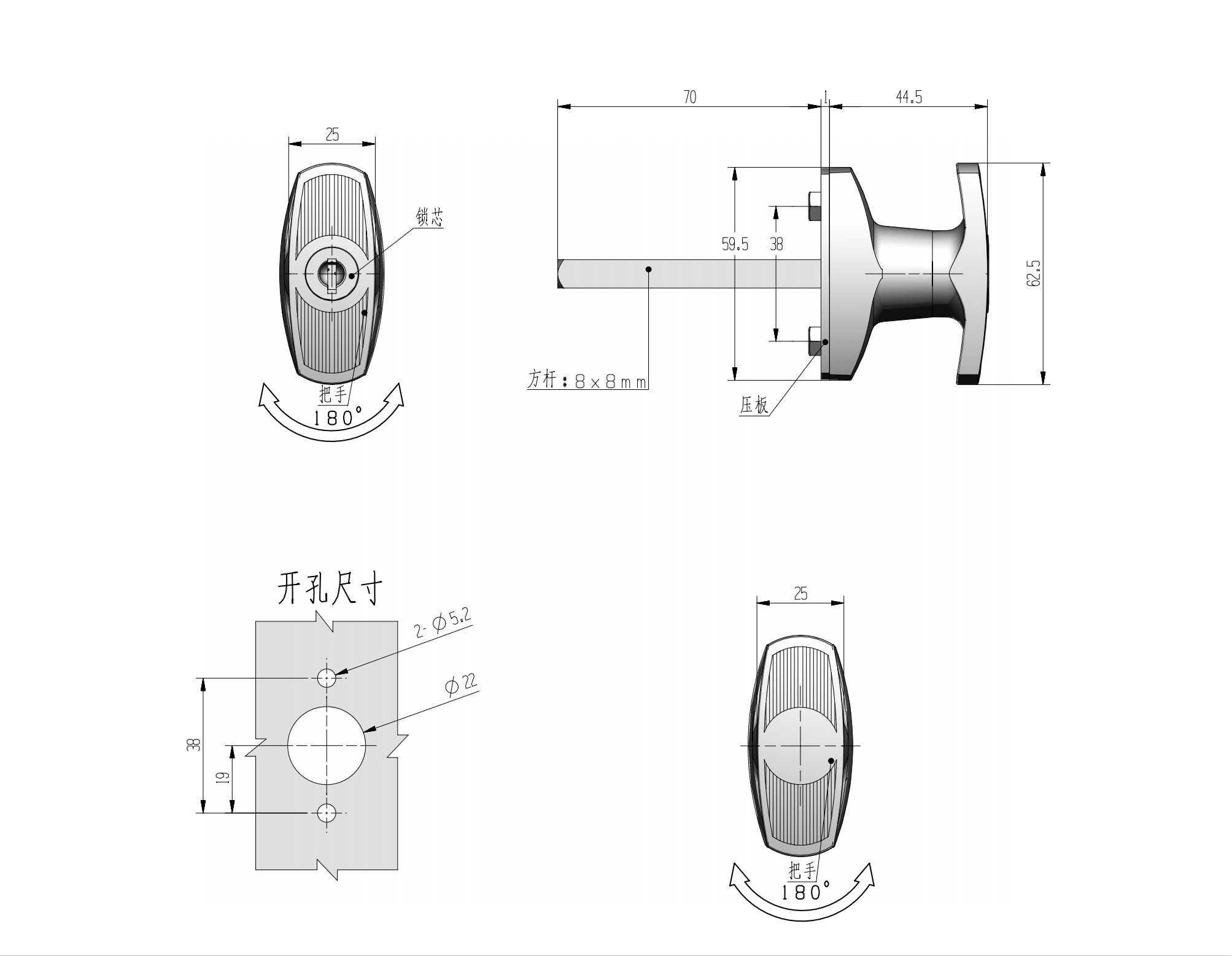 2023 MS314-1-A Zinc alloy T handle lock for cabinet and garage door