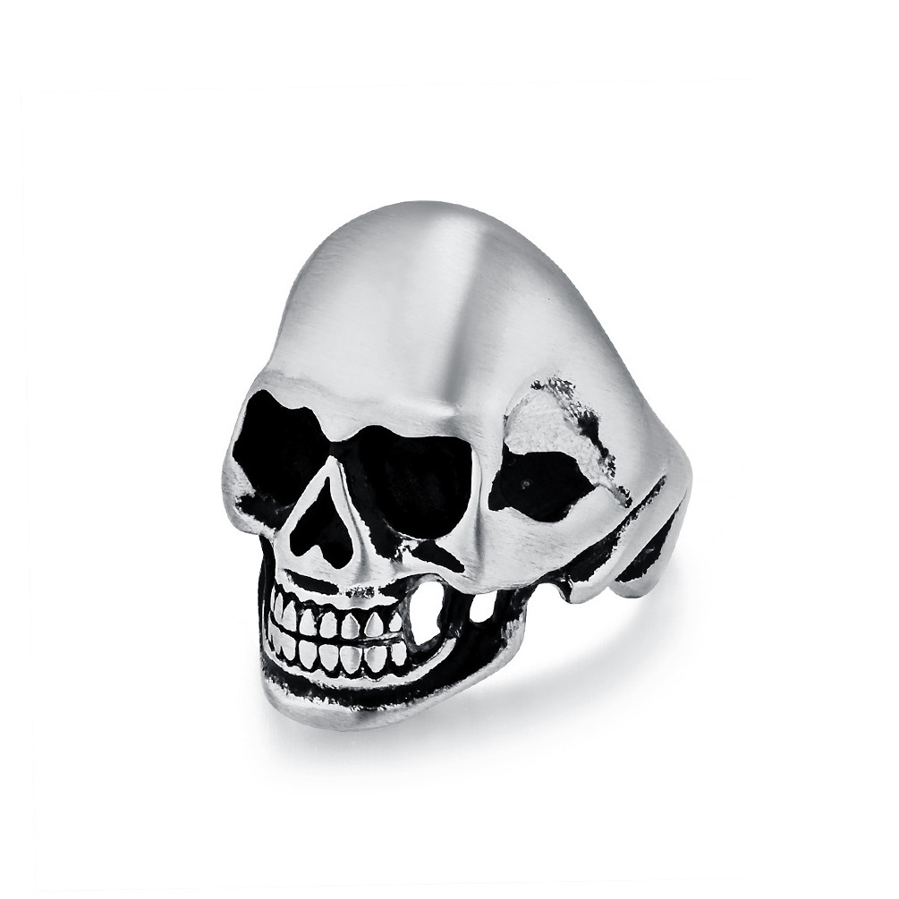 Punk Style Domineering Men's Titanium Steel Skull Head Ring Gold Creative Personality Rings Men Skull New Jewelry Wholesale