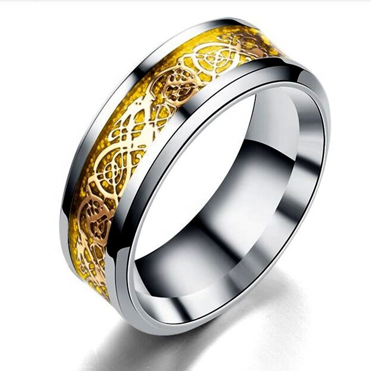 Silver/Gold Color Tungsten Carbide Ring Men Celtic Dragon Inlay Women Wedding Ring Tungsten Rings Fashion Jewelry