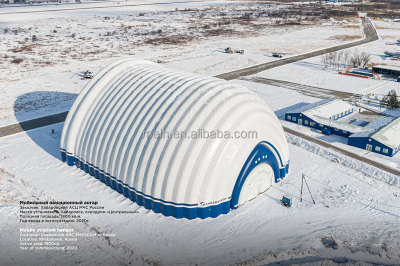 High Quality outdoor large mobile inflatable aircraft hangar aviation hangar air supported structure dome building for airplane