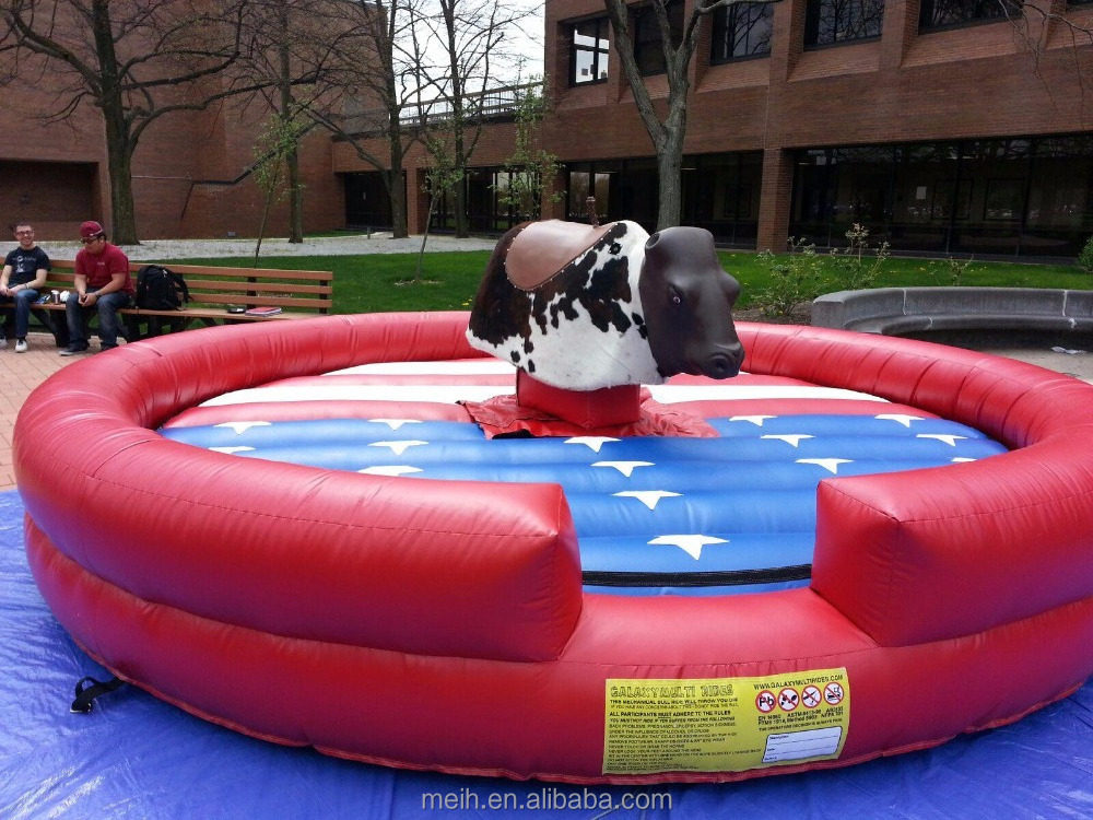 Hot sale commercial USA flag pattern inflatable arena mechanical bull  mattress for rodeo bull