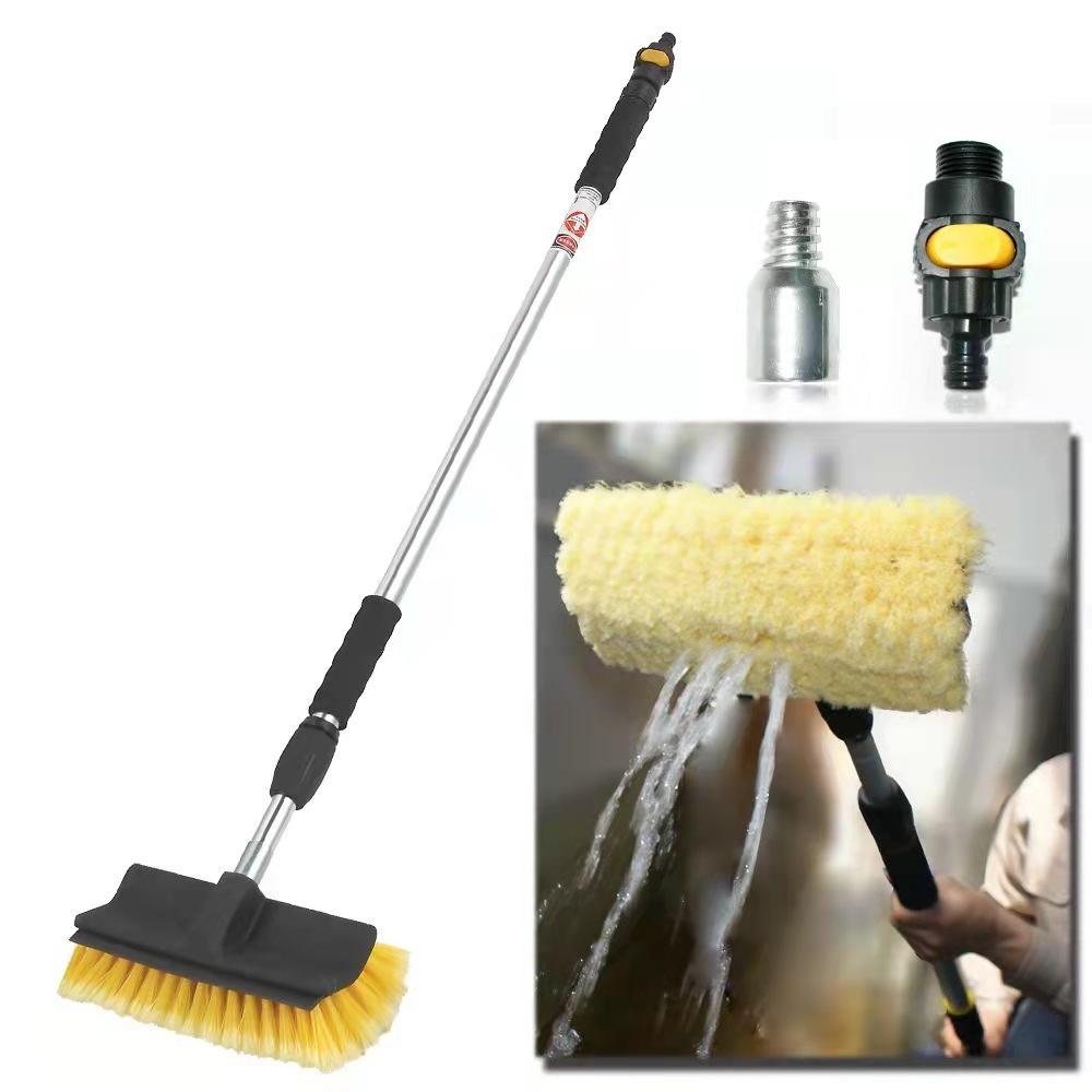 Factory supply soft bristles adjustable telescopic pole long handle heavy duty truck boat auto car wash brushes