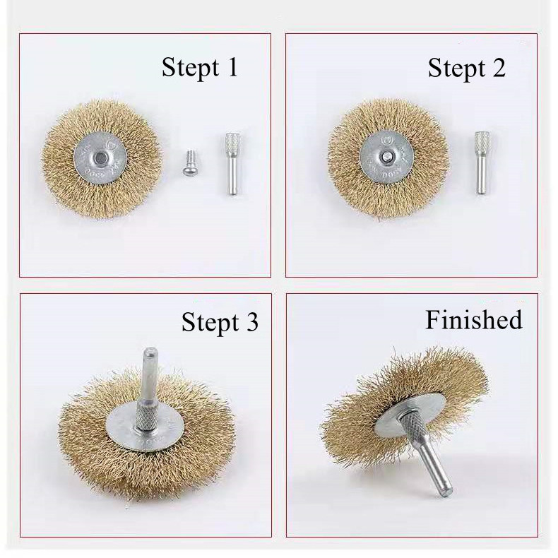 industrial disk shape polishing  cleaning detail steel coated brass wire wheel brush