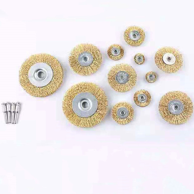 industrial disk shape polishing  cleaning detail steel coated brass wire wheel brush