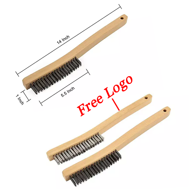 Factory supply OEM  Heavy Duty Industrial Nylon Brass carbon stainless steel wood handle Wire Scratch Brushes