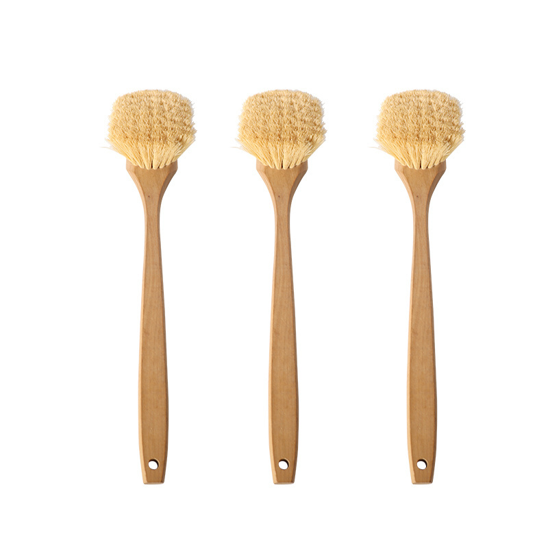 Factory Supply Industrial Utility Acid Brush 3'' Wide 20'' Wood Long Handle Tampico Fiber Fender Scrub Brush Wash Brush