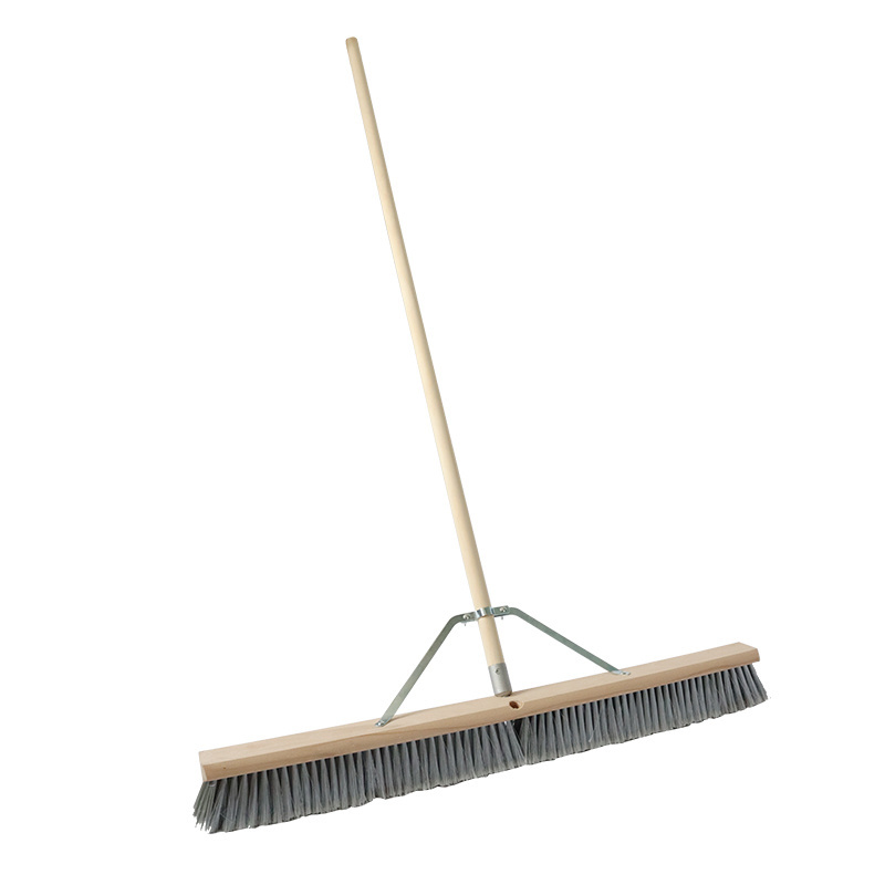 Heavy duty stiff poly trim Industries 24 in. 36in. Contractor Push Broom with steel-bolt and outrigger brace