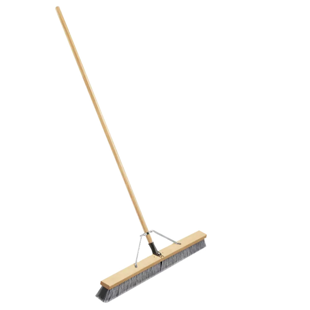 Heavy duty stiff poly trim Industries 24 in. 36in. Contractor Push Broom with steel-bolt and outrigger brace