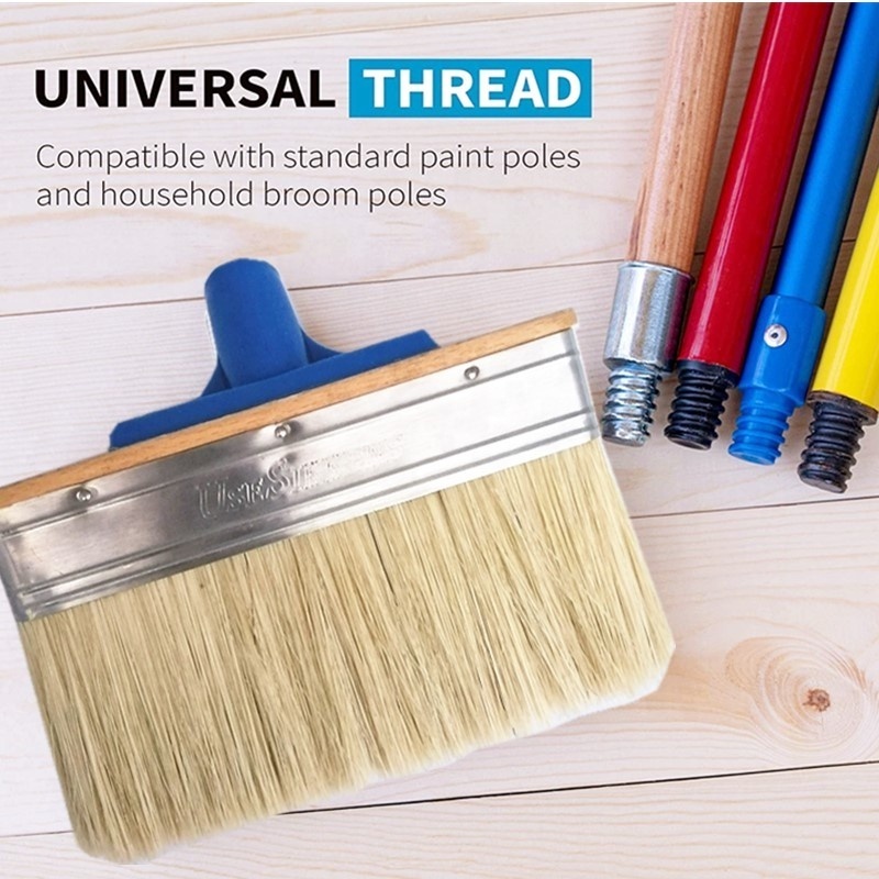 Wood Block Decking Paint Brush Thickness Boar Hair Stain Paint Brush with Telescopic Poles