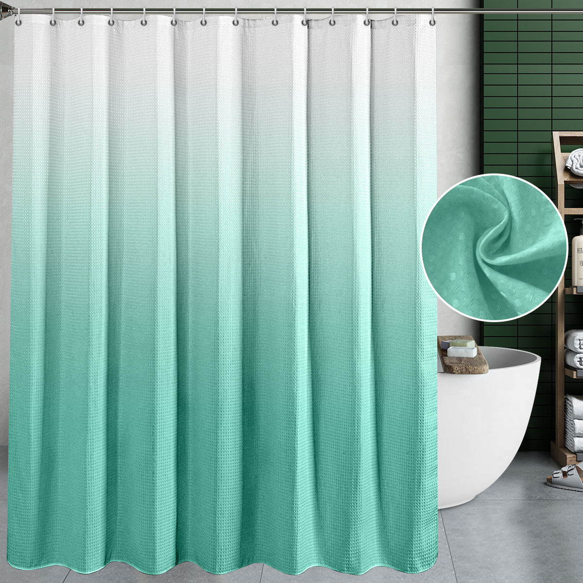 Custom shower curtain gradient waffle polyester simple waterproof hanging curtain 100x180cm